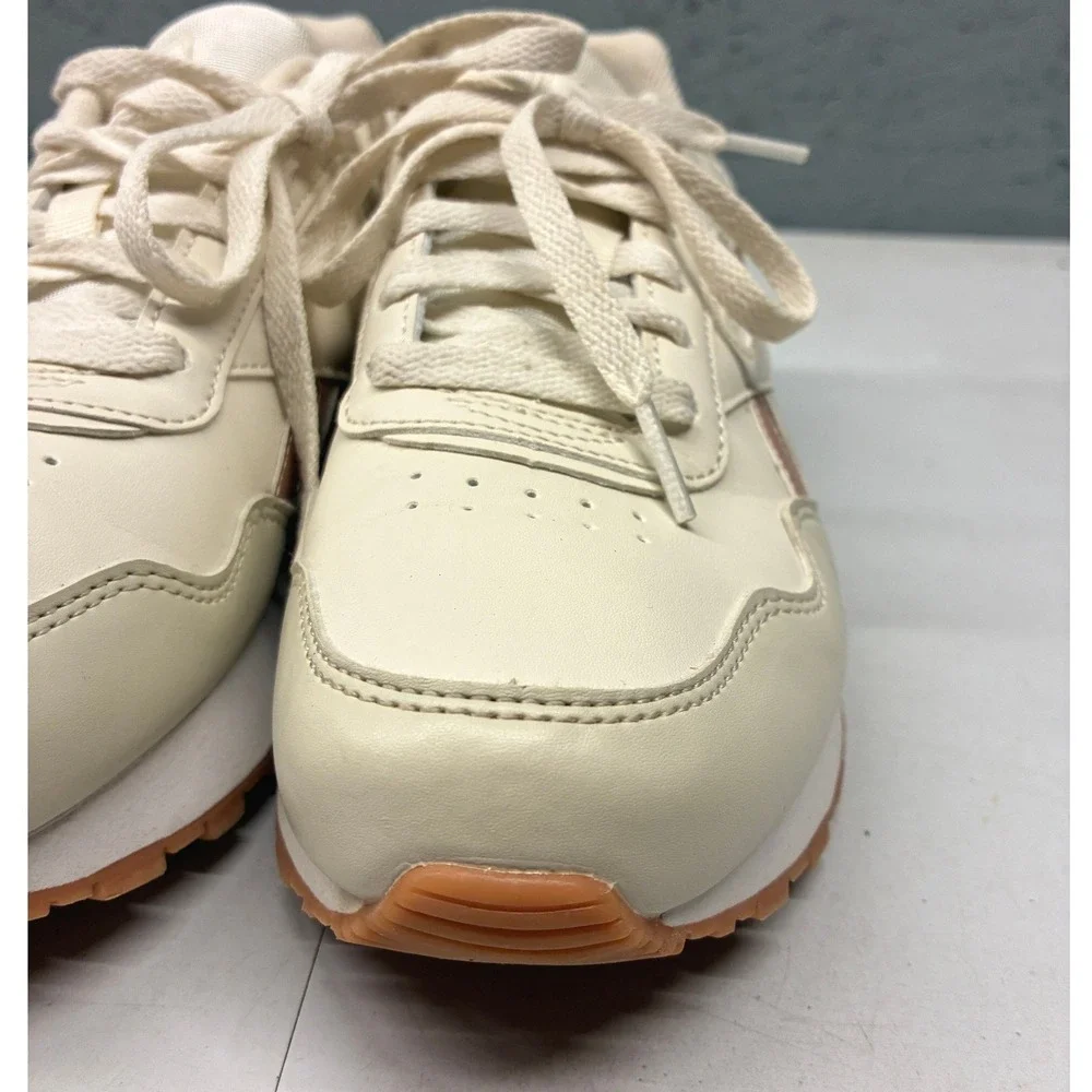 Reebok Classic Platform Sneakers Womens 7.5 Cream Rose Gold Gum Sole Athleisure